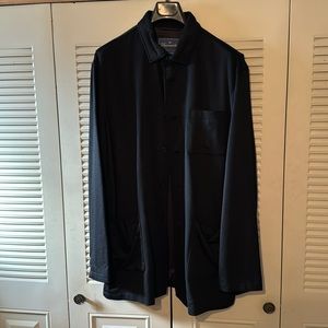 Men’s black Faconnable wool shirt jacket.